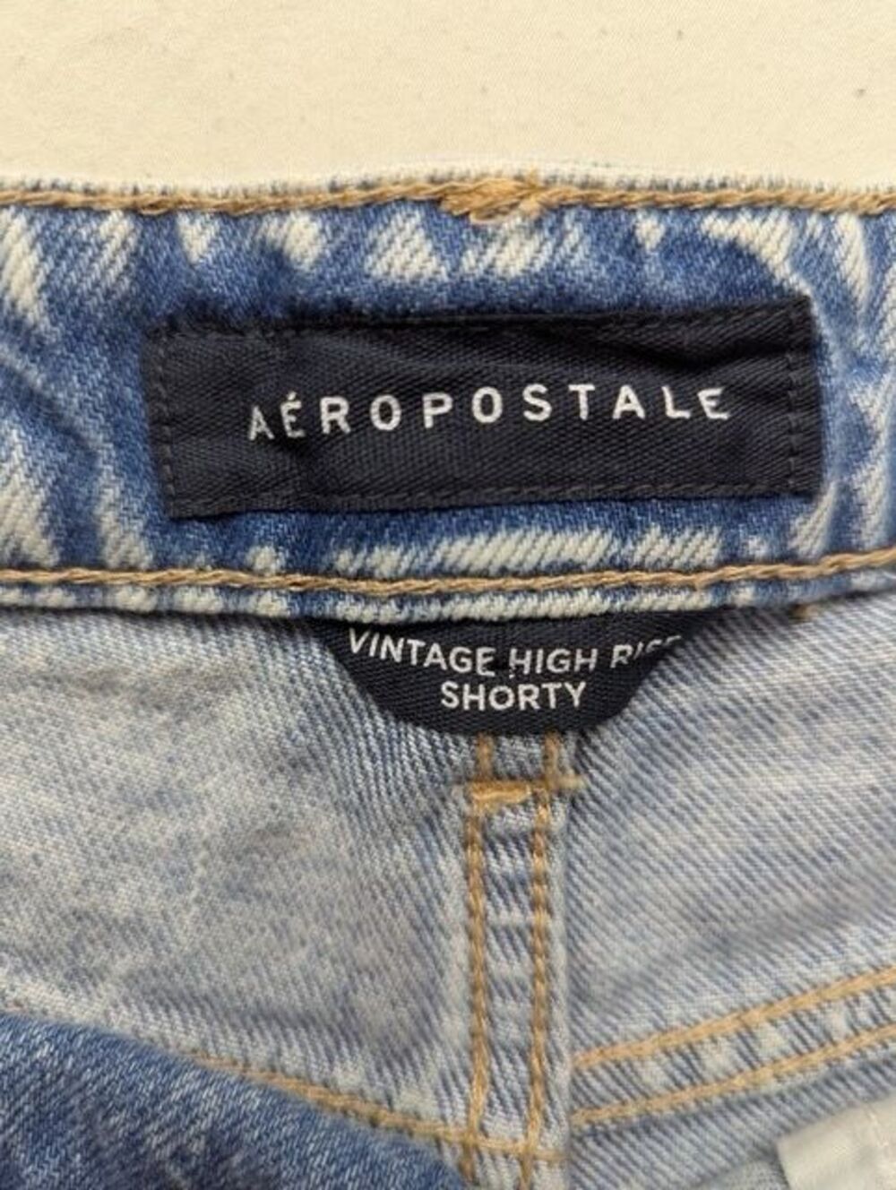 Aeropostale Vintage High Rise Shorty Shorts 4 Distressed Denim Cutoff Y2K Blue - Picture 3 of 9